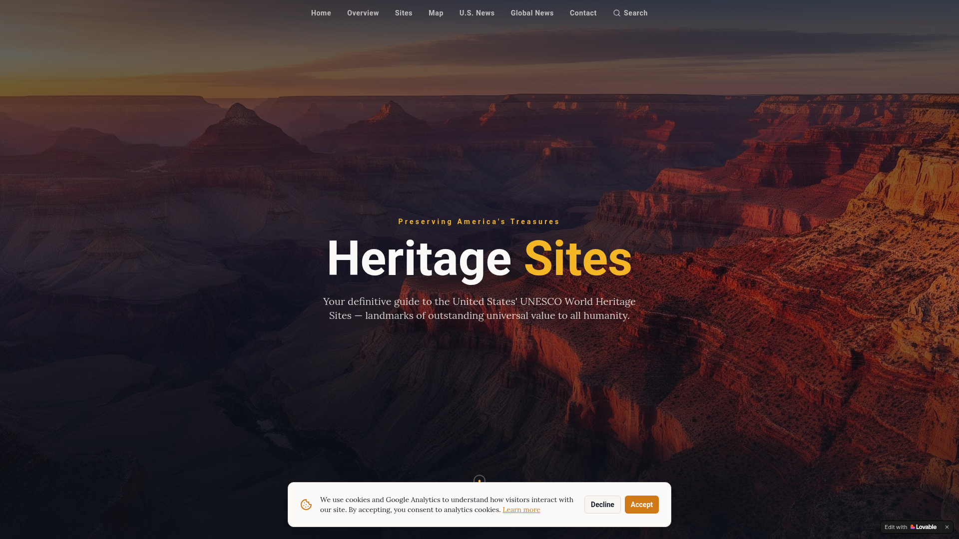 Heritage Sites website screenshot